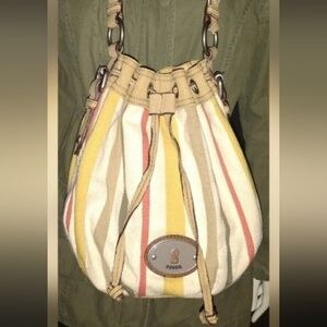 "Fossil" Beige Multi Hobo Bag